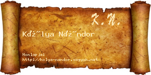 Kólya Nándor névjegykártya