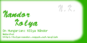 nandor kolya business card